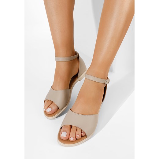 Beżowe sandały damskie skórzane Montela ze sklepu Zapatos w kategorii Sandały damskie - zdjęcie 165298848