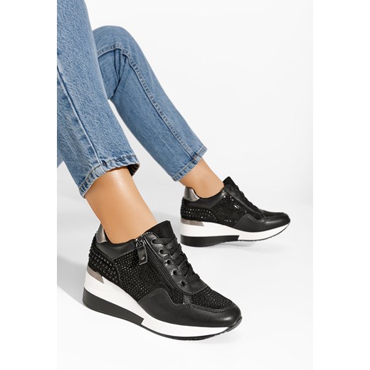 Czarne sneakersy na koturnie Karena ze sklepu Zapatos w kategorii Buty sportowe damskie - zdjęcie 165299005