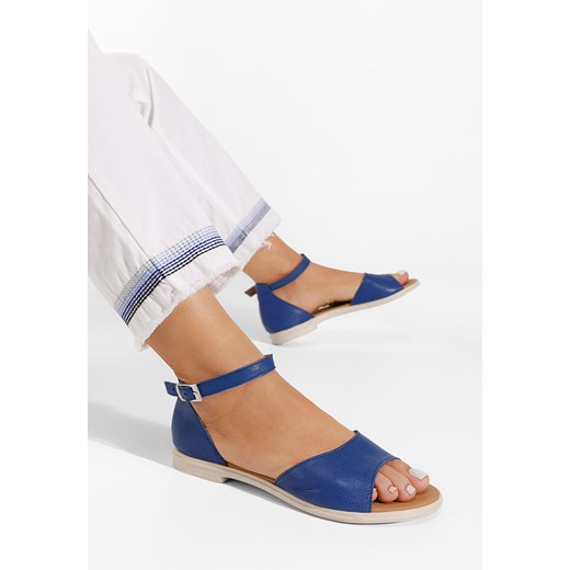 Niebieskie sandały skórzane Montela ze sklepu Zapatos w kategorii Sandały damskie - zdjęcie 165299135
