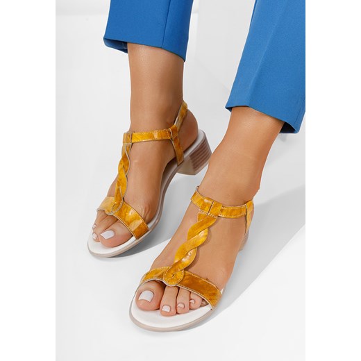 Żółte sandały skórzane Thasia ze sklepu Zapatos w kategorii Sandały damskie - zdjęcie 165299235