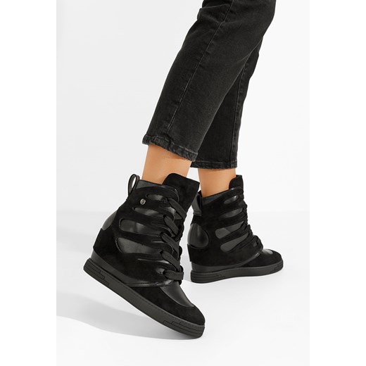 Czarne sneakersy damskie na koturnie Kaia ze sklepu Zapatos w kategorii Buty sportowe damskie - zdjęcie 165299299