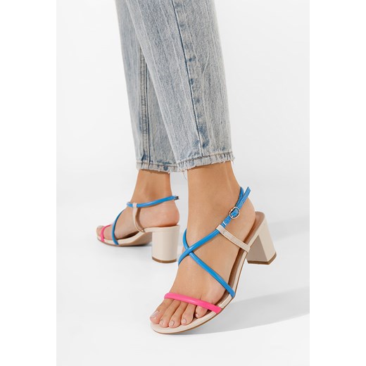 Beżowe sandały na słupku Tina ze sklepu Zapatos w kategorii Sandały damskie - zdjęcie 165299556