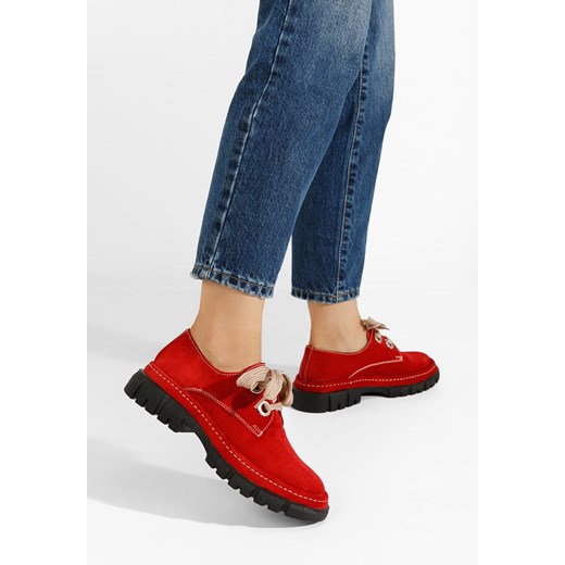 Czerwone półbuty damskie skórzane Dasha ze sklepu Zapatos w kategorii Półbuty damskie - zdjęcie 165299596