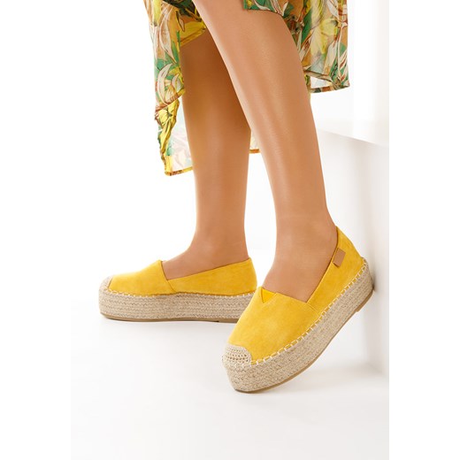 Espadryle damskie Zapatos casual żółte bez zapięcia z tkaniny 