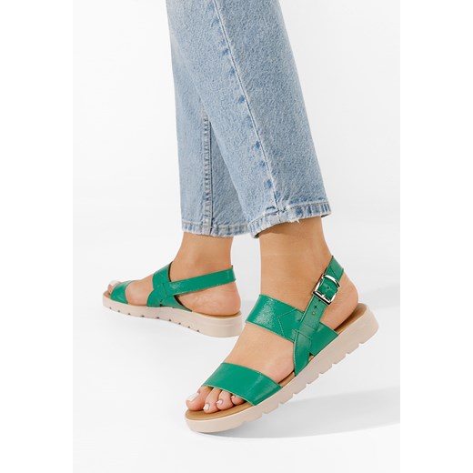 Zielone sandały skórzane Oniega ze sklepu Zapatos w kategorii Sandały damskie - zdjęcie 165299766