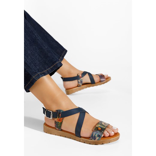Granatowe sandały damskie skórzane Tamala ze sklepu Zapatos w kategorii Sandały damskie - zdjęcie 165300067