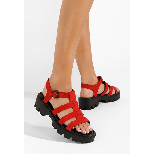 Czerwone sandały na platformie Ribiera ze sklepu Zapatos w kategorii Sandały damskie - zdjęcie 165300079