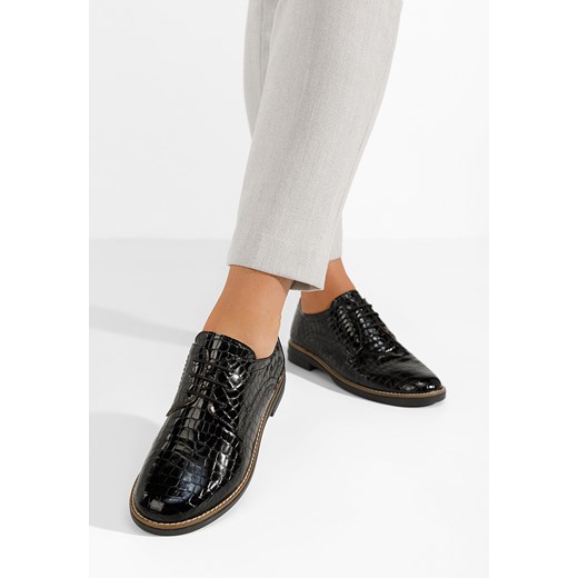 Czarne oxfordy damskie skórzane Otivera V5 ze sklepu Zapatos w kategorii Półbuty damskie - zdjęcie 165300357
