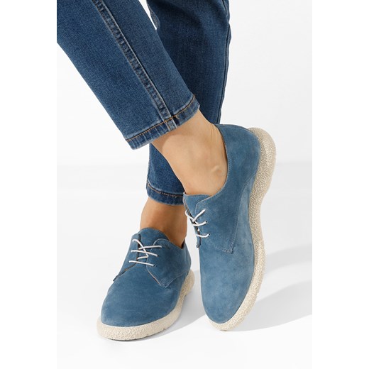 Niebieskie oxfordy damskie skórzane Karysa V2 ze sklepu Zapatos w kategorii Espadryle damskie - zdjęcie 165300517