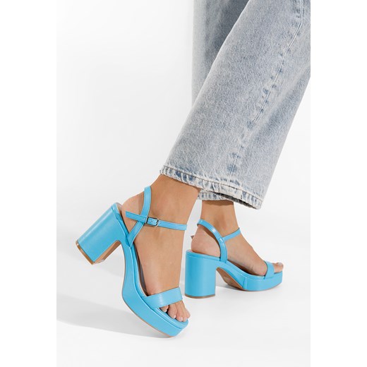 Niebieskie sandały na słupku Salsama ze sklepu Zapatos w kategorii Sandały damskie - zdjęcie 165300628