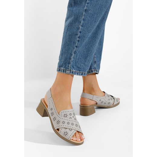 Szare sandały damskie skórzane Lisiana ze sklepu Zapatos w kategorii Sandały damskie - zdjęcie 165300648