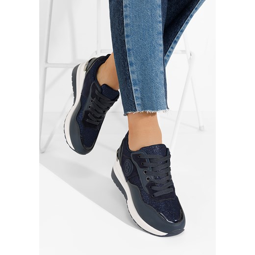 Granatowe sneakersy na koturnie Virona ze sklepu Zapatos w kategorii Buty sportowe damskie - zdjęcie 165300816
