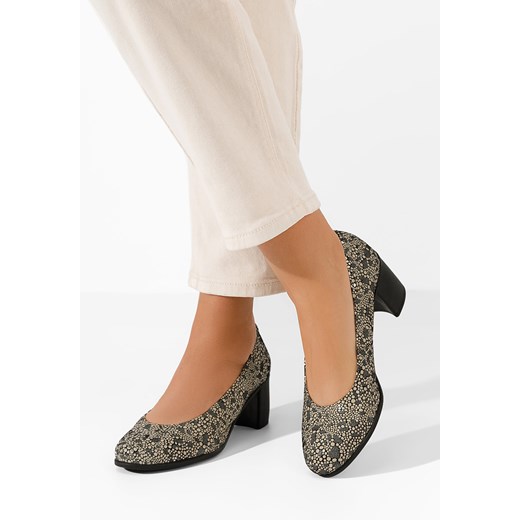 Wielokolorowy czółenka na słupku skórzane Dalida V4 ze sklepu Zapatos w kategorii Czółenka - zdjęcie 165301087
