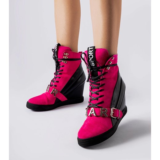 Różowo-czarne sneakersy na koturnie Pugliesi ze sklepu gemre w kategorii Buty sportowe damskie - zdjęcie 165301818