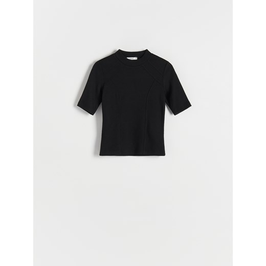 Reserved - T-shirt z ozdobnymi przeszyciami - czarny Reserved M Reserved