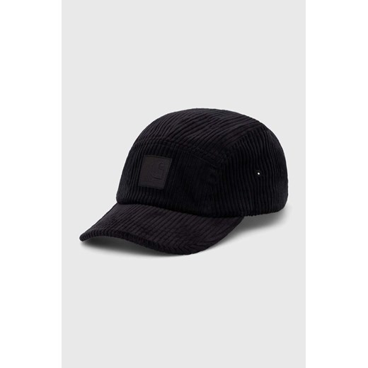 Carhartt WIP czapka z daszkiem sztruksowa kolor czarny z aplikacją ONE PRM