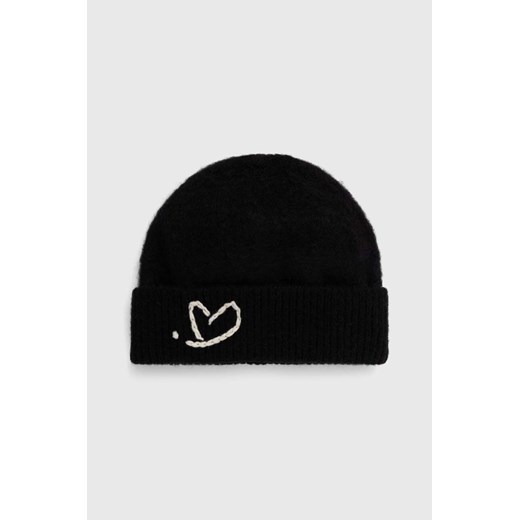 Ader Error czapka wełniana Twinkkle Heart Logo Beanie kolor czarny z cienkiej dzianiny wełniana BMADFWHW0502 ze sklepu PRM w kategorii Czapki zimowe damskie - zdjęcie 165308417