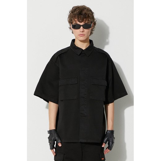 Heron Preston koszula bawełniana Vintage Wash męska kolor czarny relaxed z kołnierzykiem klasycznym HMGG003F23FAB0021000 ze sklepu PRM w kategorii Koszule męskie - zdjęcie 165308429