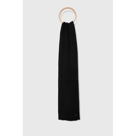 AllSaints szalik z domieszką wełny kolor czarny gładki ze sklepu ANSWEAR.com w kategorii Szaliki męskie - zdjęcie 165308677
