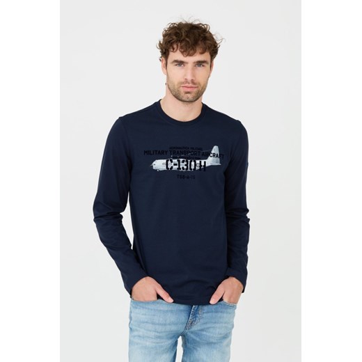 AERONAUTICA MILITARE Granatowy longsleeve, Rozmiar M ze sklepu outfit.pl w kategorii T-shirty męskie - zdjęcie 165311309