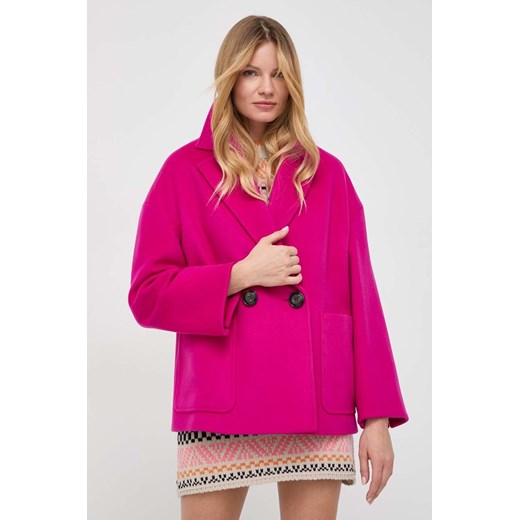 MAX&Co. płaszcz wełniany kolor różowy przejściowy oversize 36 ANSWEAR.com