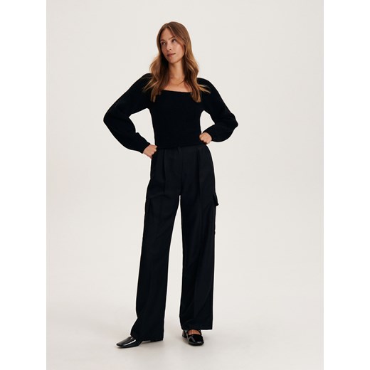 Reserved - Sweter z kwadratowym dekoltem - czarny ze sklepu Reserved w kategorii Swetry damskie - zdjęcie 165334179