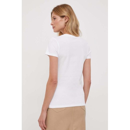 Bluzka damska biała Calvin Klein z krótkim rękawem z okrągłym dekoltem 