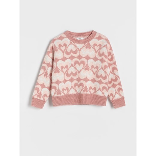 Reserved - Żakardowy sweter - brudny róż ze sklepu Reserved w kategorii Swetry dziewczęce - zdjęcie 165355306