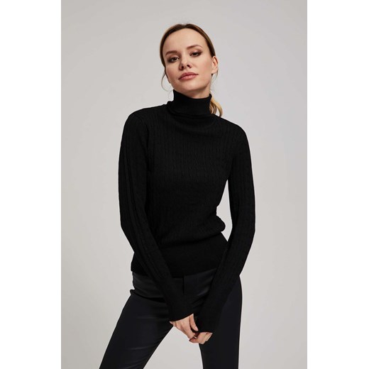 Cienki sweter z golfem czarny ze sklepu Moodo.pl w kategorii Swetry damskie - zdjęcie 165355506