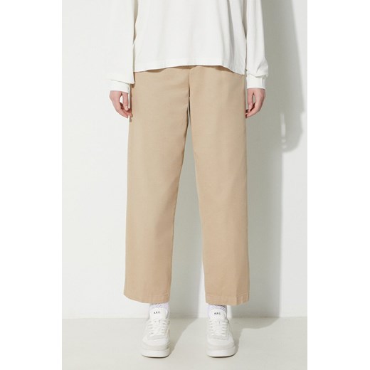 Carhartt WIP spodnie Cara Pant damskie kolor beżowy szerokie high waist I029802.G1GD ze sklepu PRM w kategorii Spodnie damskie - zdjęcie 165360836