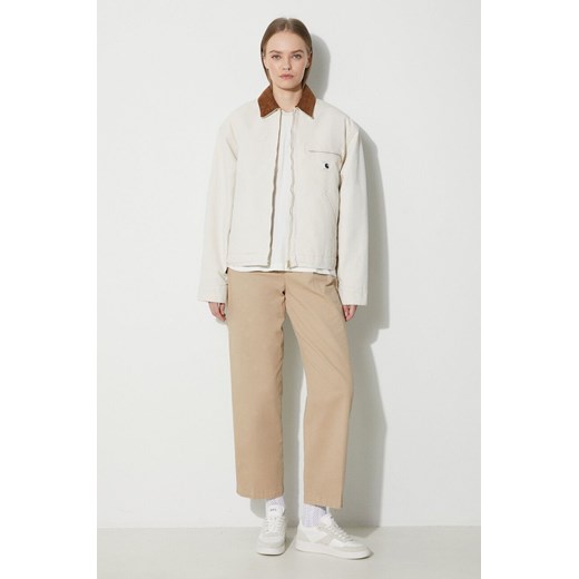 Carhartt WIP spodnie damskie kolor beżowy szerokie high waist 26 PRM