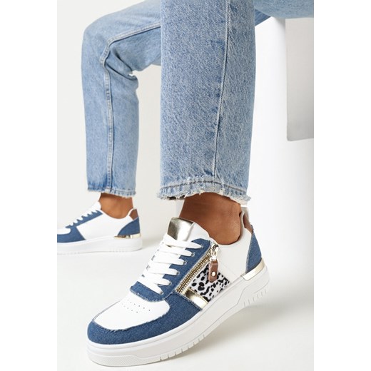 Niebieskie Sneakersy z Metaliczną Wstawką i Suwakiem Linoa ze sklepu born2be.pl w kategorii Buty sportowe damskie - zdjęcie 165362137