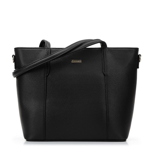 Torebka shopperka z ekoskóry z ozdobnym obszyciem czarna ze sklepu WITTCHEN w kategorii Torby Shopper bag - zdjęcie 165362258