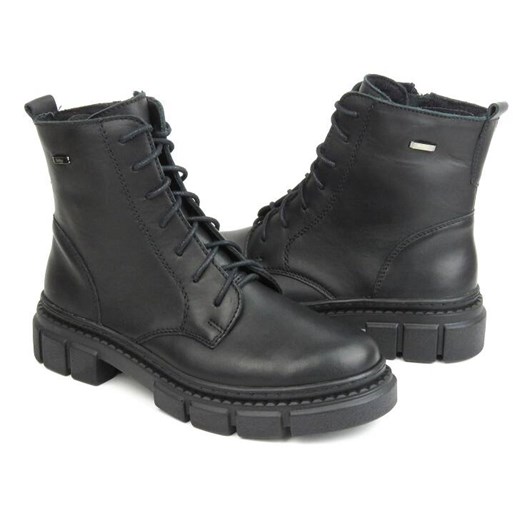 Skórzane botki damskie HELIOS Komfort 549, czarne ze sklepu ulubioneobuwie w kategorii Workery damskie - zdjęcie 165382387