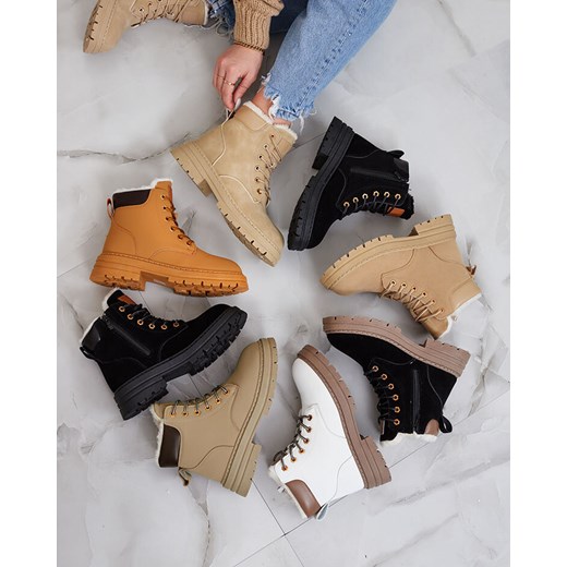 Workery damskie Royalfashion.pl sznurowane płaskie 