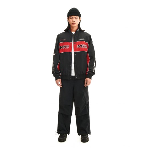 Cropp - Czarna kurtka bomber z nadrukami - czarny Cropp L Cropp okazja