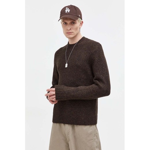 Abercrombie &amp; Fitch sweter męski kolor brązowy ze sklepu ANSWEAR.com w kategorii Swetry męskie - zdjęcie 165385238