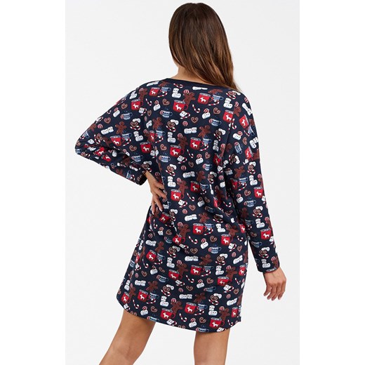 Koszula nocna damska świąteczna Cookies, Kolor granatowy-wzór, Rozmiar S, Italian Fashion ze sklepu Intymna w kategorii Koszule nocne - zdjęcie 165392817