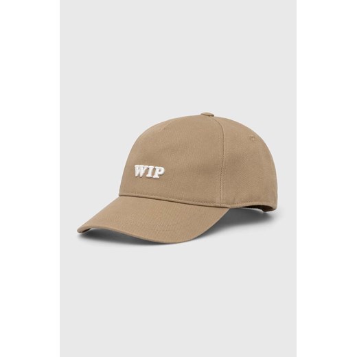 Carhartt WIP czapka z daszkiem bawełniana kolor beżowy z aplikacją ze sklepu PRM w kategorii Czapki z daszkiem damskie - zdjęcie 165392957