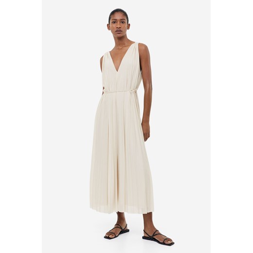 H & M - Plisowana sukienka trapezowa - Beżowy H & M XL H&M