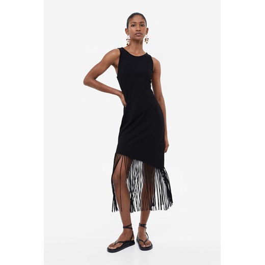 H & M - Sukienka z frędzlami - Czarny H & M S H&M