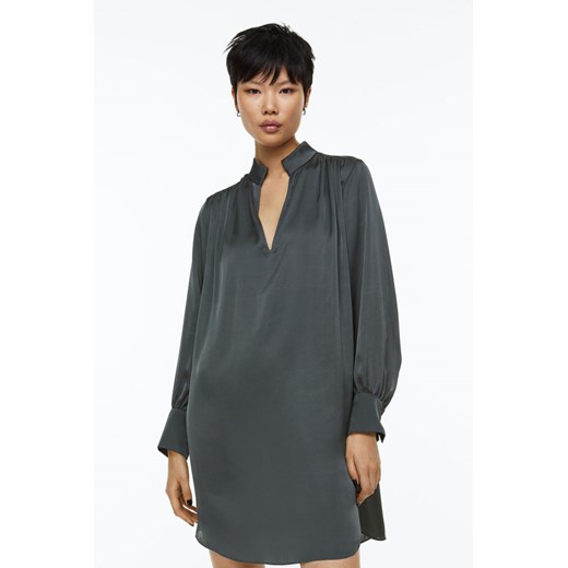 H & M - Satynowa sukienka tunikowa - Zielony H & M XS H&M