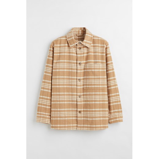 H & M - Kurtka koszulowa z domieszką wełny - Beżowy H & M L H&M