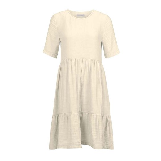 Biała sukienka Rich & Royal luźna z krótkim rękawem oversize mini z okrągłym dekoltem wiosenna 