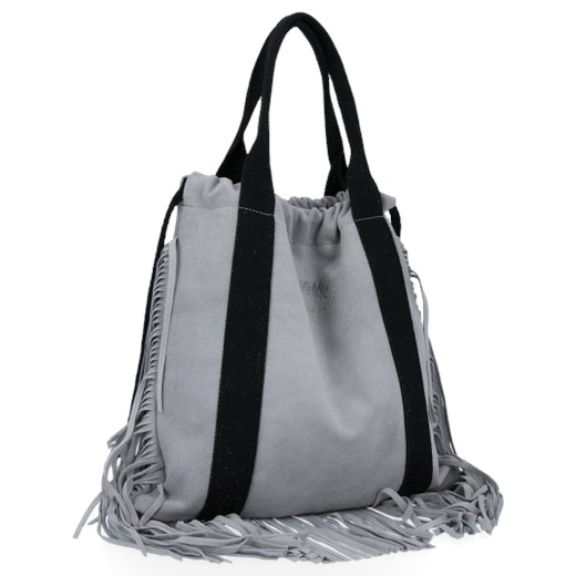 Torebka Skórzana VITTORIA GOTTI Made in Italy Jasno Szara ze sklepu torbs.pl w kategorii Torby Shopper bag - zdjęcie 165404209