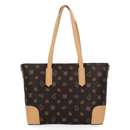Stylowa Torebka Damska Shopper Bag firmy Herisson Czekoladowa/Ciemny Beż Herisson One Size okazyjna cena torbs.pl