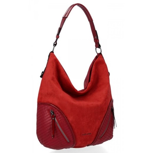 Uniwersalna torebka damska David Jones Czerwona ze sklepu torbs.pl w kategorii Torby Shopper bag - zdjęcie 165405299