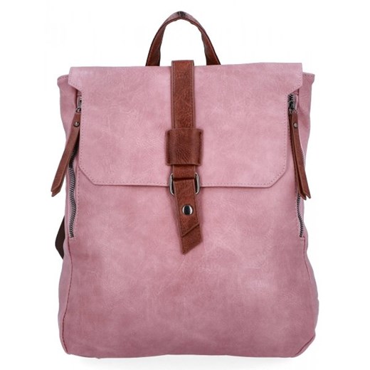 Plecak Damski Vintage XL firmy Herisson Różowy (kolory) ze sklepu torbs.pl w kategorii Plecaki - zdjęcie 165406628
