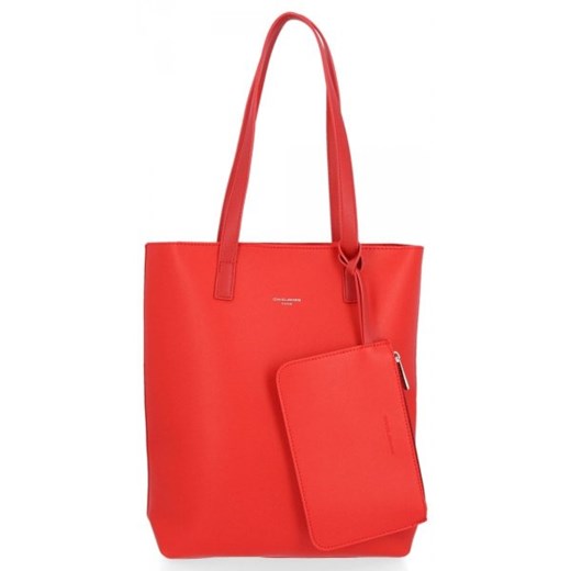Klasyczna torebka damska David Jones Czerwona ze sklepu torbs.pl w kategorii Torby Shopper bag - zdjęcie 165412935