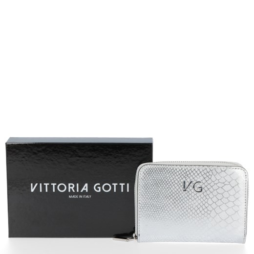 Skórzany Portfel Damski VITTORIA GOTTI Made in Italy Srebrny Vittoria Gotti One Size torbs.pl